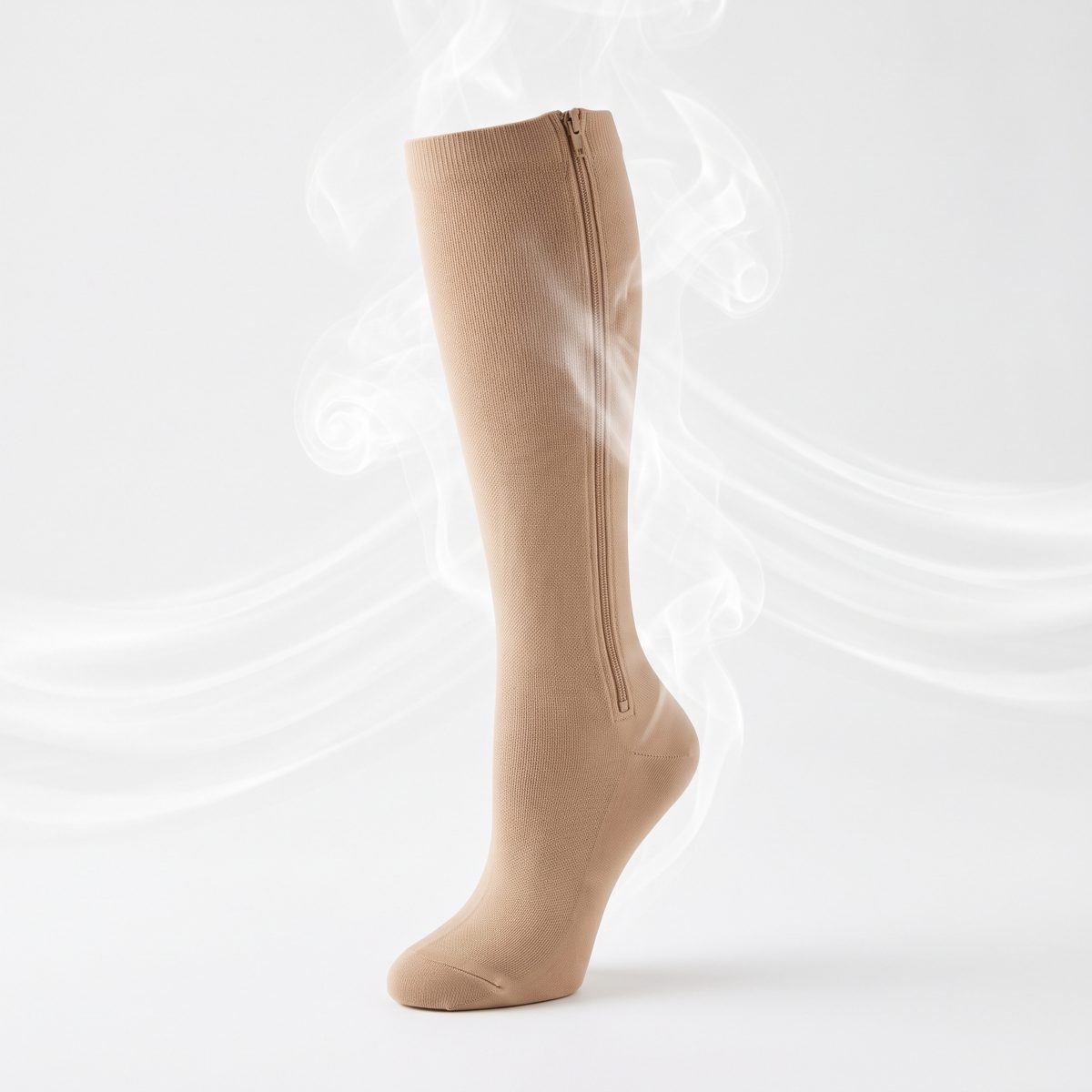Le bas de compression beige avec l'air qui circule, respirant